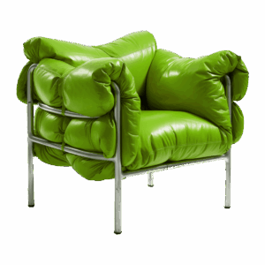 Living Room Accent Chair - Green, Leather